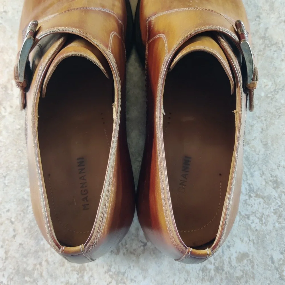 Magnanni Marco II Oxfords Men's 10.5 M Brown Leather Monk Strap *Excellent Shape